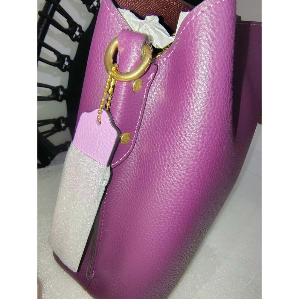 NWT Coach Willow Shoulder Bag Deep Berry Pebble Leather C2590 Crossbody Purple - Picture 10 of 11